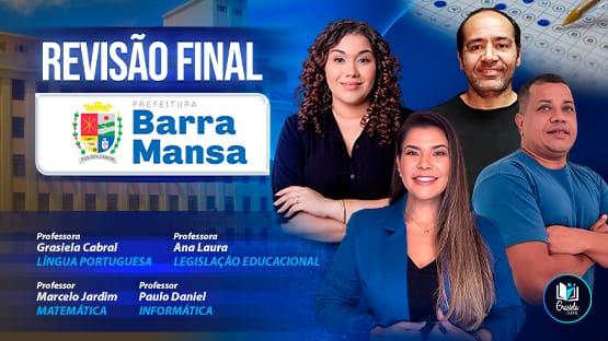 REVISÃO FINAL - PREF. BARRA MANSA-RJ - 04/2024  - 6 AULÕES AO VIVO de revisão para a prova da PREFEITURA MUNICIPAL DE BARRA MANSA-RJ.